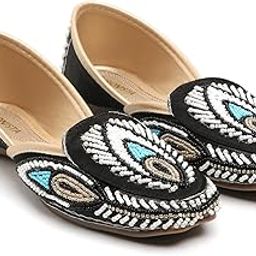 Women's Traditional Ethnic Jutti Flat Shoes, Synthetic Leather, Multi-Colour, Slip-on Mojari Style-image-73