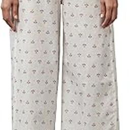 Women Ecru Floral Printed Parallel Regular Pants with Lace-image-42