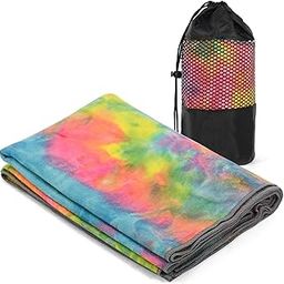 Wiselife Yoga Mat Towel Teal Yellow– Non-Slip, Super Absorbent & Quick Dry Microfiber Towel for Hot Yoga, Bikram, Pilates & Fitness – Sweat-Wicking Grip Towel for Men & Women-picture-7