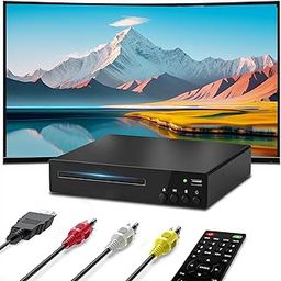 DVD Players for TV, All Region Free CD DVD Players with USB Input and HDMI/RCA Output, CD Player with Remote Control Support PAL/NTSC-10