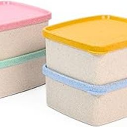 Eha Earth Friendly Storage Containers With Lid | Set of 4 | 500 ml | Made With Rice Husk | Microwave Safe & Fridge Storage Boxes for Kitchen | Multi-Light-14