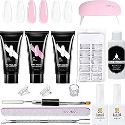 Poly Gel Nail Extension Kit - 13 Pc (White/Pink/Clear Poly Gel, Tip, Slip Solution, Top & Base Coat, Clip, Dappen Dish, Dual Ended Spatula & Brush, Filer & Pusher)-picture-52