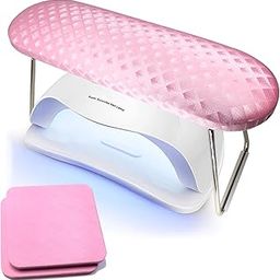Nail Arm Rest Microfiber Leather Manicure Hand Pillow Stainless Steel Stand with No Slip Silicone Strip wolinspring Professional Nail Rest Cushion Table Desk Station for Nail Tech Use (Pink)-picture-14