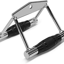 ZEBB Stainless Steel Rowing Handle Double d handle Cable Attachment with Rubber Grip and Chrome Finish-21