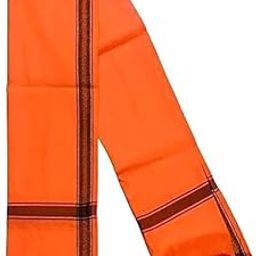 Poly Cotton Orange Shawl Orange Gamcha Solid Men Shawl Orange Shawl with Design Border Bhagva Shawl Gamcha S1 (Pack of 1)-image-40