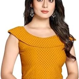 Cotton Lycra Stretchable Off Sholder Short Sleeves Saree Blouse Readymade Crop Top Choli for Girls and Womens-picture-35