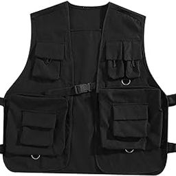 Utility Vest Front Buckle Cargo Vest for Men Women Adults Outdoor Activities XL Black | Clothing, Shoes & Accessories | Mens Clothing | Coats & Jackets-image-18