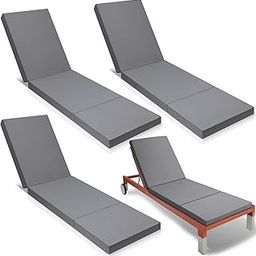 Pinkunn Chaise Lounge Cushion Waterproof Outdoor Lounge Chair Cushions 21 x 72 x 3 Inch Bench Seasonal Replacement Cushions for Summer Patio Bench Pool Beach(Dark Gray,4 Pcs)-image-64