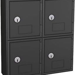 Cell Phone Locker, 4 Door, 11" x 4" x 12-1/2", Black/Black-image-69