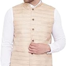 Men's Coffee Brown Silk Blend Nehru Jacket-VASMJ121CO-image-4