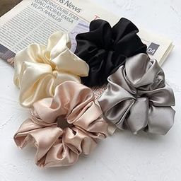 Scrunchie for hair scrunchies satin silk combo satin scrunchie scrunchies set scrunchies for women Girls.MultiColor Pack of 4.-16
