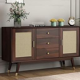 NEW LOOK FURNITURE Sheesham Wood TV Unit|Wooden Sideboard Cabinet for Living Room | Solid Wood Kitchen Cabinets with Drawers & Door | Storage Unit for Home Office (N-Walnut)-image-68