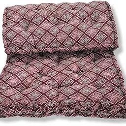 Adim's Thick Cotton Mattress | Gadda Medium Firm Soft Cotton Quilt Mattress | Rectangle Type Single Bed Mattress (3X6 ft or 72X36X5 Inches) Maroon Embroidery Design-picture-20