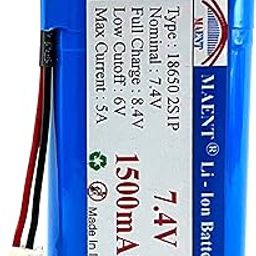 MAENT® 7.4V 18650 Lithium ion Rechargeable Battery 2S1P with JST PH2.54 DC Plug Balance 8.4V for Electronics Toys Lighting Equipment DIY Robotics GPS MP4 Tablet Project Work (2 Pin JST 2.54mm, 1500 mah)-29
