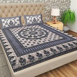 Abhaclotho 144 TC 100% Cotton Double Bed Size/Queen Size Bed Printed Flat Bedsheet With 2 Pillow Covers, (Pack Of 1), Popularly Known As (90X100) Bed Sheet Double Bed Cotton,Multicolor-picture-16