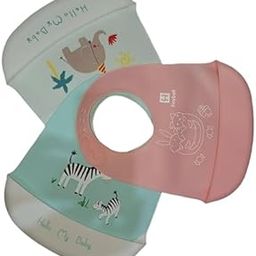 STAVYAN Silicone Baby Bib with Cute Penguin Design, Adjustable Neck Strap, White-30