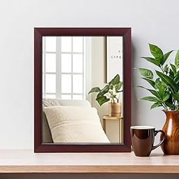 amazon basics Exquisite Wall Mirror | Versatile Usage for Entryways, Living Rooms, Bedrooms, Bathrooms | Durable & Clear Reflection | Standard Trim (Rosewood) | 41 cm X 51 cm-11