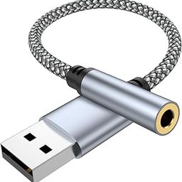 USB to 3.5mm Jack Audio Adapter, USB to Audio Aux Cable External Stereo Sound Card, USB to 3.5mm TRRS Female Headset for PS4/PS5/Headphone/Mac/Linux/Laptop/Desktops/Docking Station-18