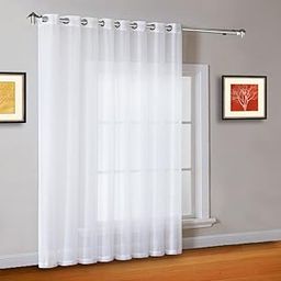Warm Home Designs 1 Extra-Wide Bright White Sheer Patio Curtain Panel 102 x 95 Inch Long with Grommets. Designed as Patio Door, Sliding Glass Door, or Room Divider Drape - K Patio White 95"-picture-17