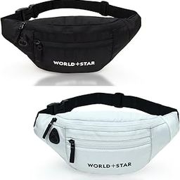 Polyester Waist Pack Travel Handy Hiking Zip Pouch Document Money Phone Belt Sport Bag for Men and Women and Adult | Black White | Rock Combo White & Black Waist Bag-image-24