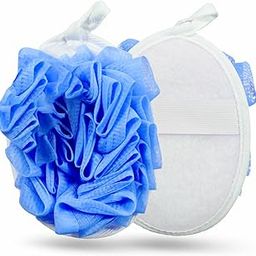CareDone Bath Loofah with Hand Strap - Exfoliating Shower Scrubber for Easy Grip | Bath Loofa| Bath Sponge| Bath Brush| Bath Gloves for Women, Mens and Kids. (Blue)-image-3