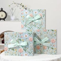 HOME ELEMENTS 3 Pcs Set of Luxury Gift Box Set With Bow, Bridesmaid Box, Decorative Gift Packing Boxes Perfect for Presents Diwali Christmas Wedding Birthdays Special Occasions Gift Hampers (Sea Green)-picture-30