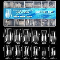 QUEENFINGER Soft Gel Nails Tips – 600PCS Clear Full Cover Nail Extensions, 12 Sizes Numbered, Square Shape, Durable Soak Off Gel Tips for Nail Art, Manicure & DIY Nail Enhancements-32