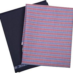 PolyBlend Unstitched Fabric Striped Shirt (2.25m) and Trouser (1.2m) Combo Set[5 Varients]-image-41