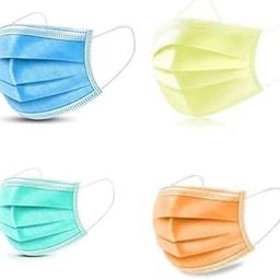 WELLSTAR Disposable,Surgical 3-Layer Face Masks Thick with Elastic Ear Loop, Anti-Dust Multicolour Pack of 100 in 25 pieces each Blue, Yellow, Green,Orange-image-2