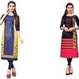 Crepe Digital Printed Kurti for Women – Stylish & Comfortable (Kidzpie_1889 XL 4) Multicolour-image-80