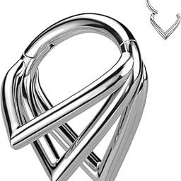 Titanium Nose Ring Hoop, 16g Sliver Septum Rings for Women, 8mm/10mm Hinged Segment Ring Hoop Tragus Helix Rook Earrings-image-11