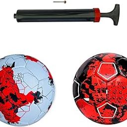 Soccer Ball Set with 2 Footballs and Hand Pump, Red and Black Design, Training Size-image-70