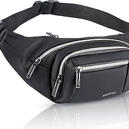 AGPTEK Waist Bag for Men Women,Waterproof Fanny Bag with Reflective Band Zipper 5 Pockets Large Capacity Adjustable Belt Bag for Running Hiking Climbing Cycling Walking, Black, Black, Waist Bag-image-61