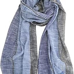 Color Block Summer Scarf for Men Long Neck Wraps Shawl Urbanstyle Scarf Gift for Men (Navy Blue Black)-image-3