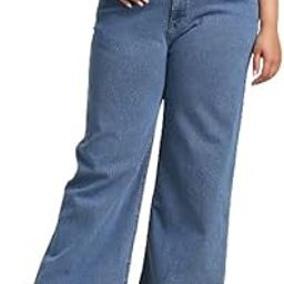 HIGH Star Women Plus Size Blue Wide Leg Stretchable Jeans-image-65