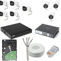 JK Vision 4MP CCTV IP Camera Full Set, 5 Bullet, 3 Dome, 8 Channel NVR, 8 Port POE, 2TB Hard Disk, Cat6 Cable, 16 RJ45 Connector Compatible with J.K.Vision RJ45-6