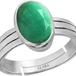 Emerald Panna 3.9cts or 4.25ratti Stone Silver Adjustable Ring for Men-image-87