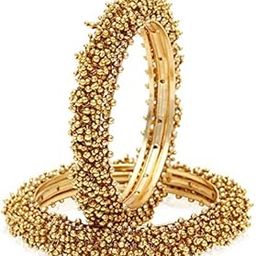 Antique Gold Plated Set of 2 Bangles-image-28