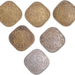 ShubhCoins Full Set of Half Anna, George VI British India, 6 Coins Series |1942-47|, Very Rare Old Coins Set, Very Fine Condition- Best for Kids Coin Collection Above 5 Years-3