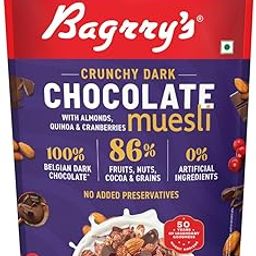 Bagrrys Crunchy Dark Chocolate Muesli 750GM Pouch |100% Belgian Dark Chocolate Muesli| 0% Artificial Ingredients Chocolate Muesli | 86% Fruits, Nuts & Grains Chocolate Muesli-21