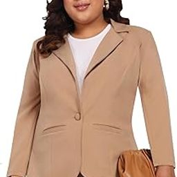 Women Plus Size Formal Blazer | Single Breast l Office Wear | Stretch | Easy Care | Western Stylish (Beige, Size : 3XL-8XL)-image-28