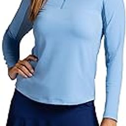 Athleisure Wear Sun Protective UPF 50+ Icefil Cooling Tech Long Sleeve Mock Neck Top with Under Arm Mesh 80000-image-49
