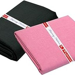 KUNDAN SULZ GWALIOR MEN'S Cotton Shirt & Trouser Fabric Combo Set (Un-Stitch; 1.20 & 2.25 Meter; Black & Light Pink)-picture-16