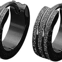 Punk Men Women Hip-Hop Stainless Steel Hoop Piercing Round crystal Luxury Earring-21