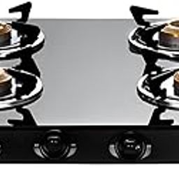 Gilma Rio 4 Burner Gas Stove | Premium Full Size Jumbo Brass Burner | 6mm Toughened Glass Top | Powder Coated Body | Vitreous Enamel Pan Supports | Gloss Black | Manual Ignition | 2 Years Warranty-image-34