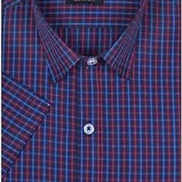 Men's Half Sleeves Formal Regular Fit Cotton Check Shirt(Multi,GC123)-image-91