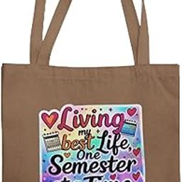 Canvas Eco-friendly Zipper Tote Bag for College Girls - Campus Casual Collection - Living My Best Life, One Semester at a Time-image-17