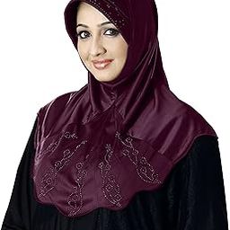 Hijab's Modest Women's Embellished with Glittering Stone Designs Stylish Polycotton Feel Good Fabric MEHARBAN 1st Gen HIJAB XL-image-62