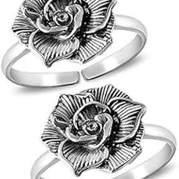 Silver Women's 925 Sterling-Silver Jewelry Flower Fancy Design Toe-Ring-image-77