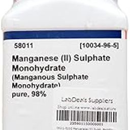 SRL Manganese (II) Sulphate Monohydrate pure, 98%, 500gM, CAS NO 10034-96-5, Molecular Formula : MnSO4.H2O, Storage : Room Temperature,Shelf Life : 60 Months for laboratory and scientific products-36